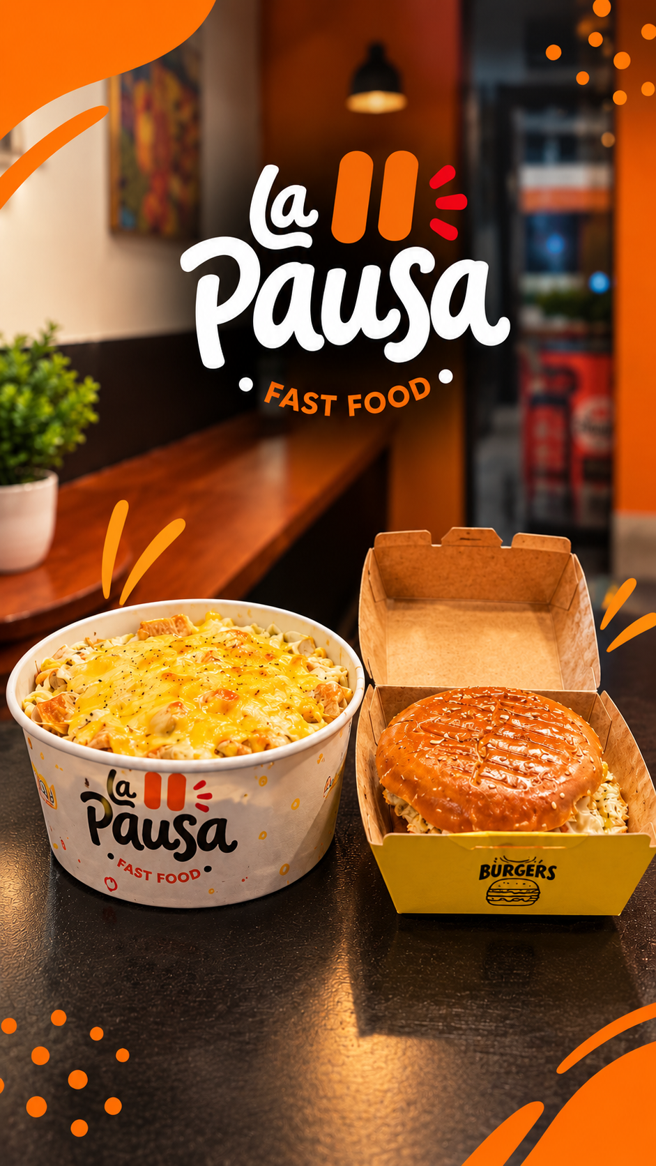 Burger et frites servis chez La Pausa